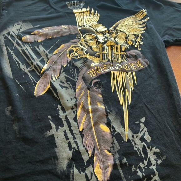 Muskogee Mens XL Black Metallic Graphic Print Tee Shirt - Picture 5 of 7